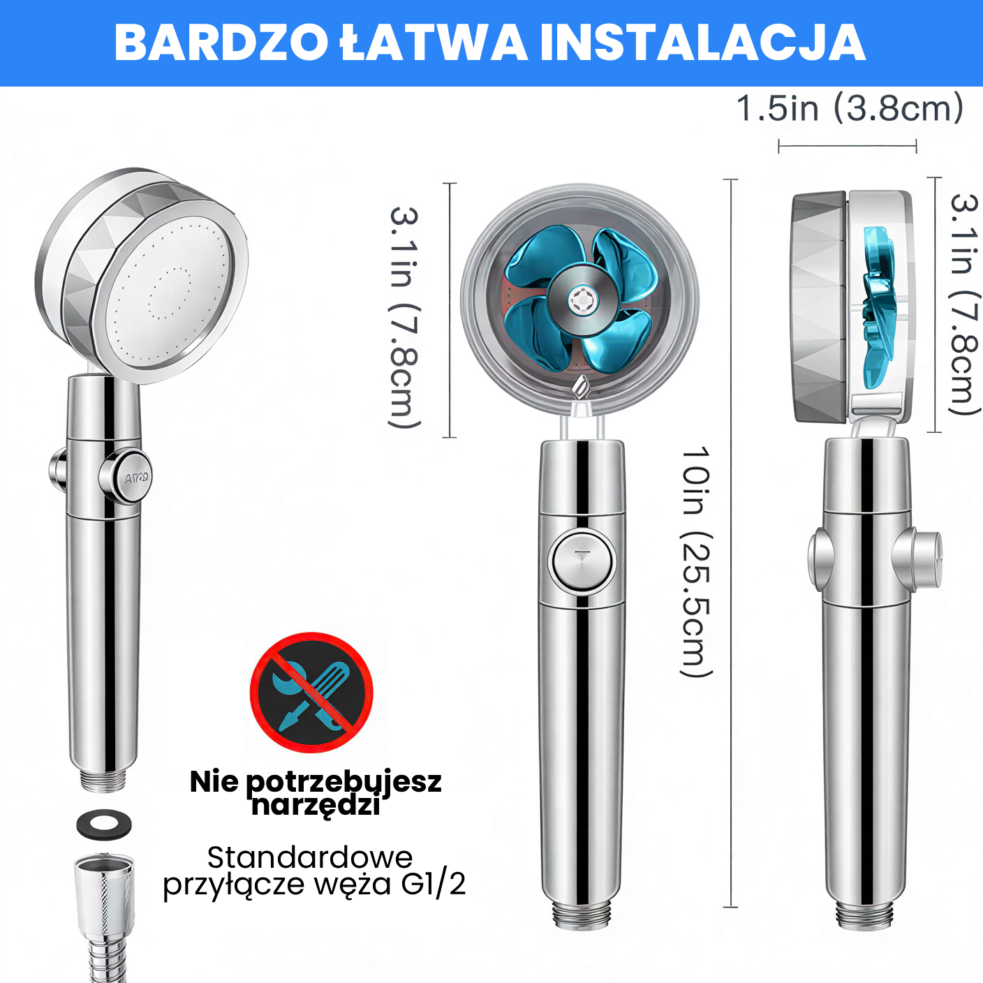 EcoShower Pro - energooszczędna słuchawka prysznicowa z filtrem